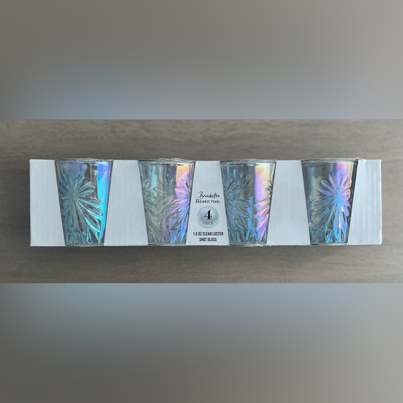 Circleware Brackston Radiance Pearl 1.6oz Clear Luster Shot Glass Set of 4 NEW - Picture 5 of 7